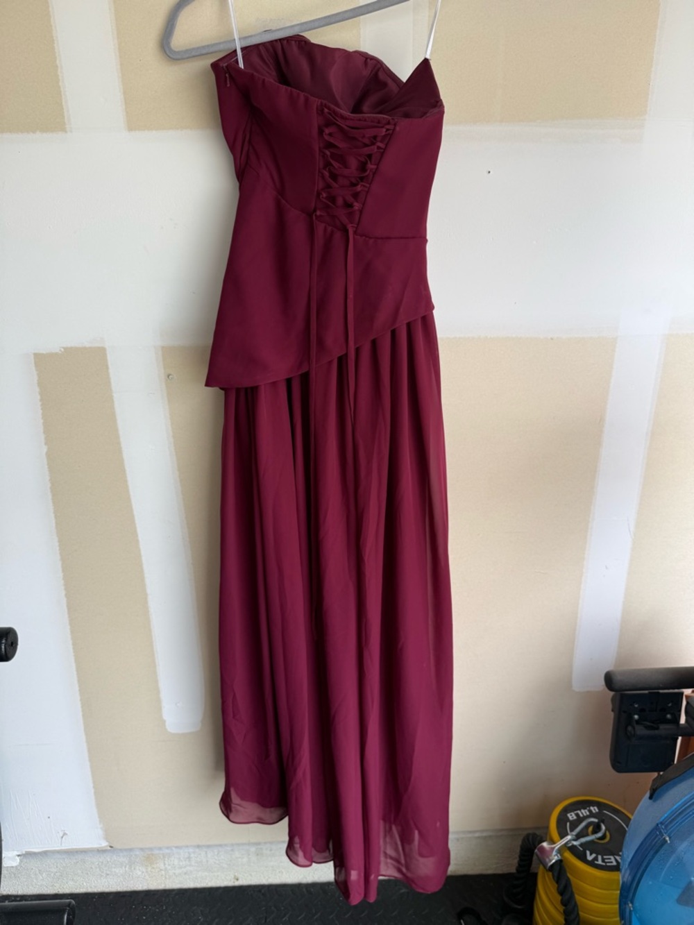 Strapless Burgundy Formal Gown - Picture 4 of 5